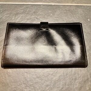 Princess Gardner Vintage Black Leather Travel Wallet‎ Document Organizer Case